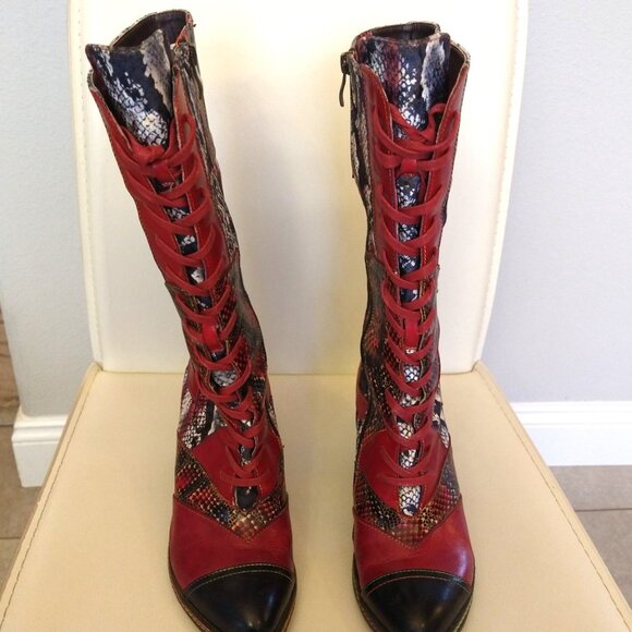 Spring Step L'Artiste - 'Malagie' Leather & Velvet boots - 39/ 8.5 - Picture 3 of 12